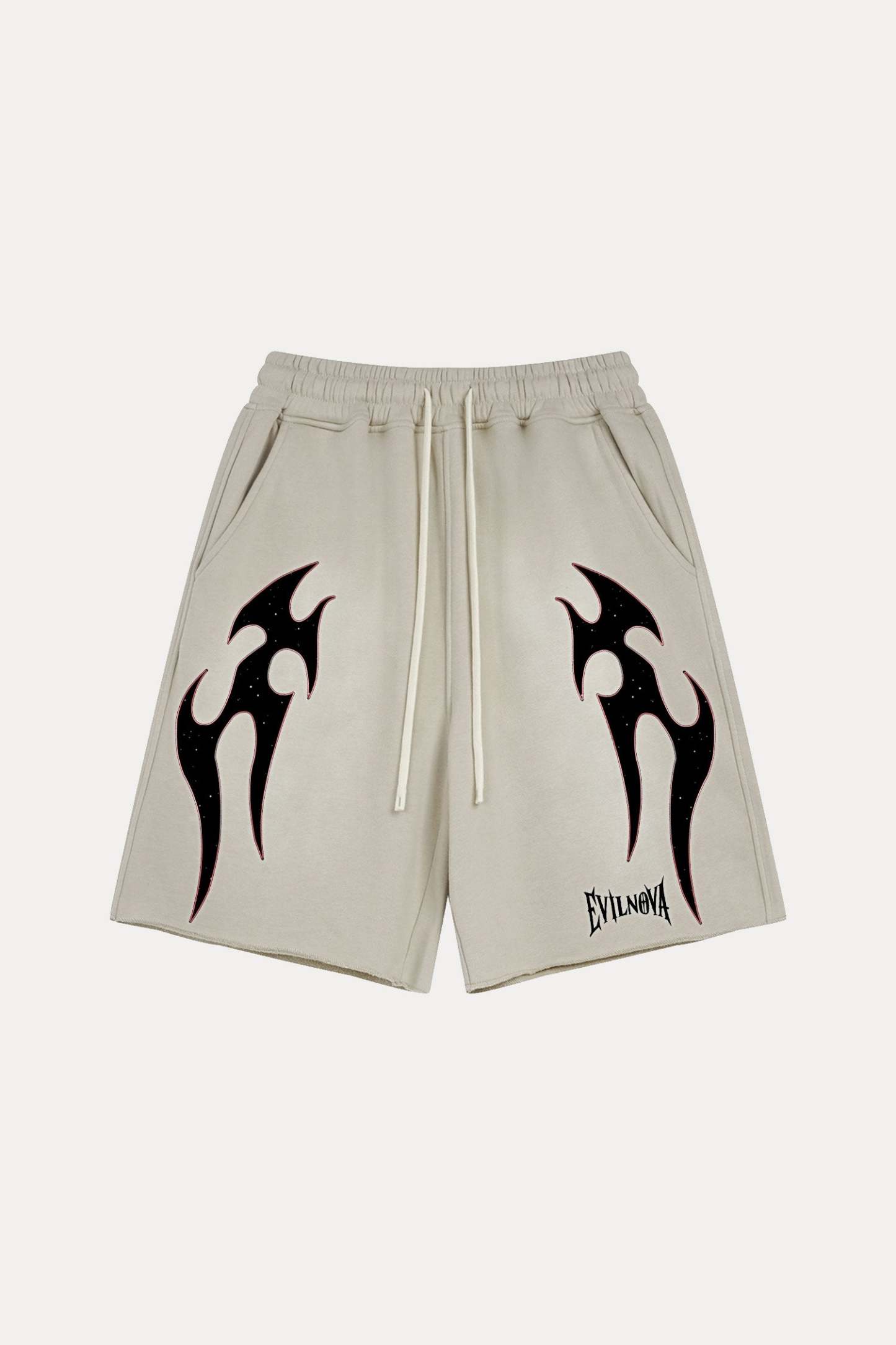 Evilnova Apricot Flame Washed Raw-Hem Sweatshorts-Evilnova