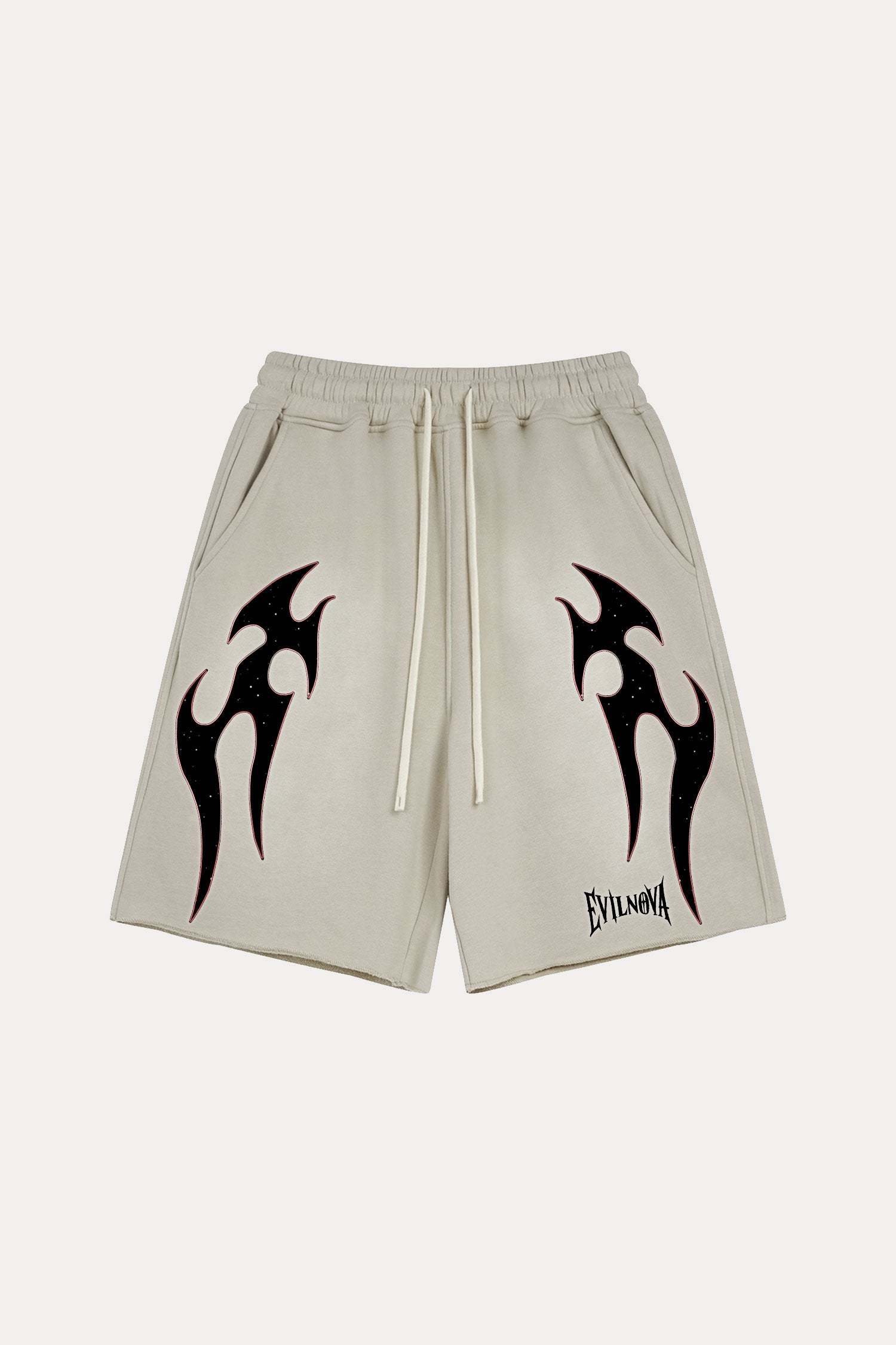 Evilnova Apricot Flame Washed Raw-Hem Sweatshorts-Evilnova