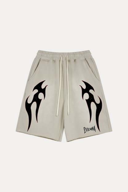 Evilnova Apricot Flame Washed Raw-Hem Sweatshorts-Evilnova