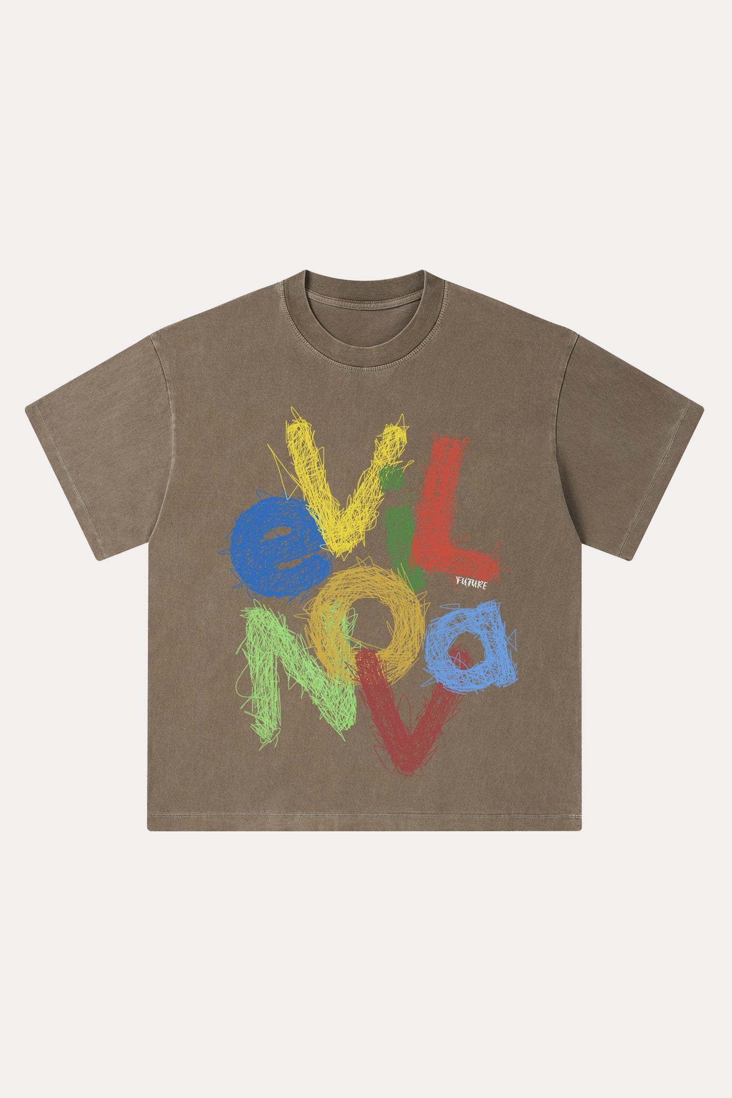Evilnova Scrawl Logo Washed Streetwear T-Shirt-Evilnova