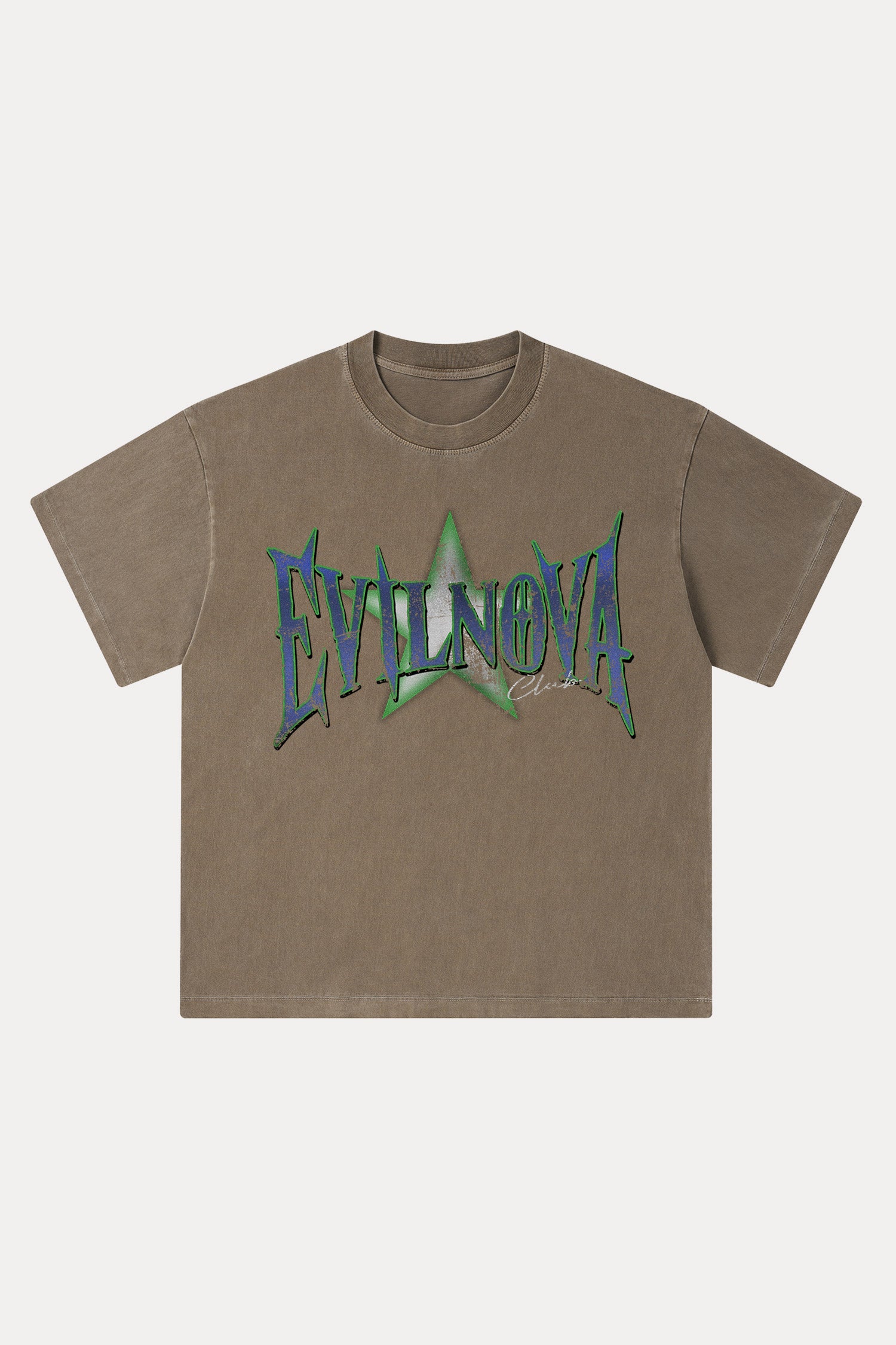 Evilnova Star club Washed Streetwear T-Shirt-Evilnova