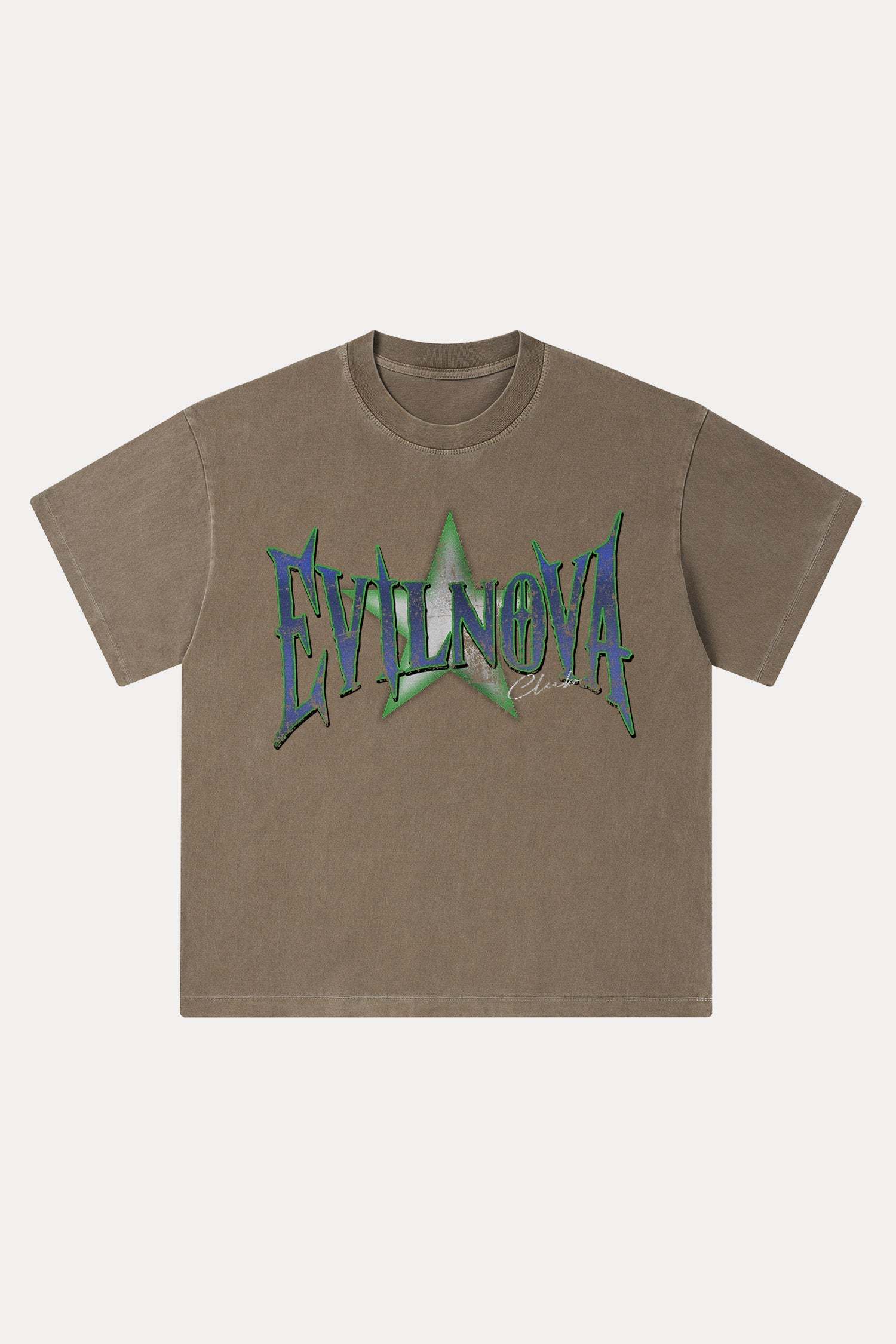 Evilnova Star club Washed Streetwear T-Shirt-Evilnova