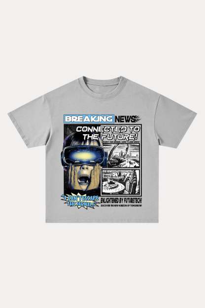 Evilnova Breaking News Cotton Oversize T-Shirt-Evilnova