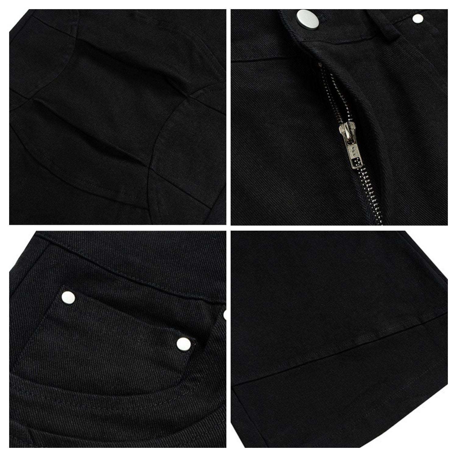 Evilnova Black Paneled Baggy Cargo Pants-Evilnova