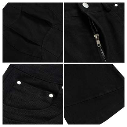 Evilnova Black Paneled Baggy Cargo Pants-Evilnova