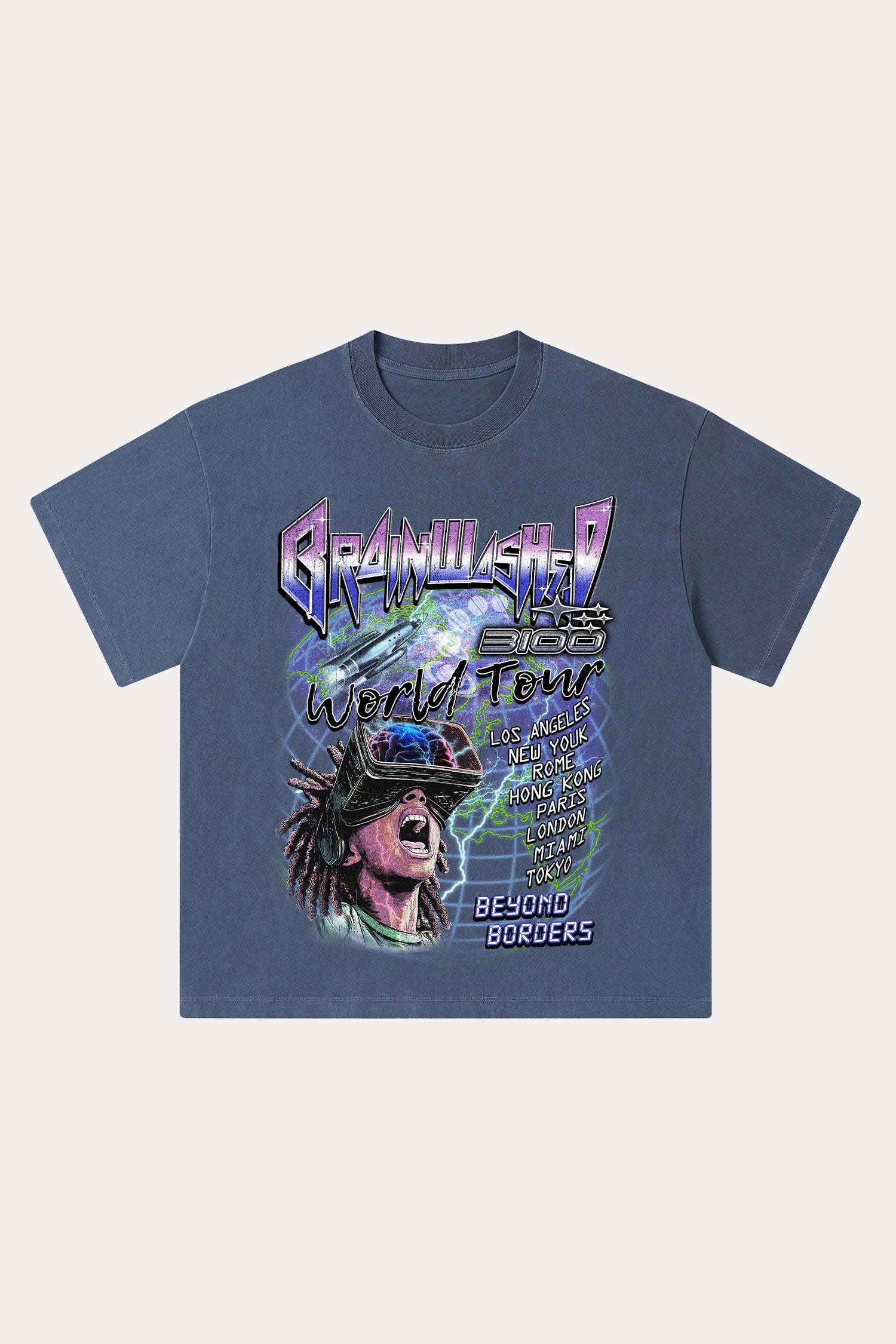 Evilnova Brainwashed Washed Streetwear T-Shirt-Evilnova