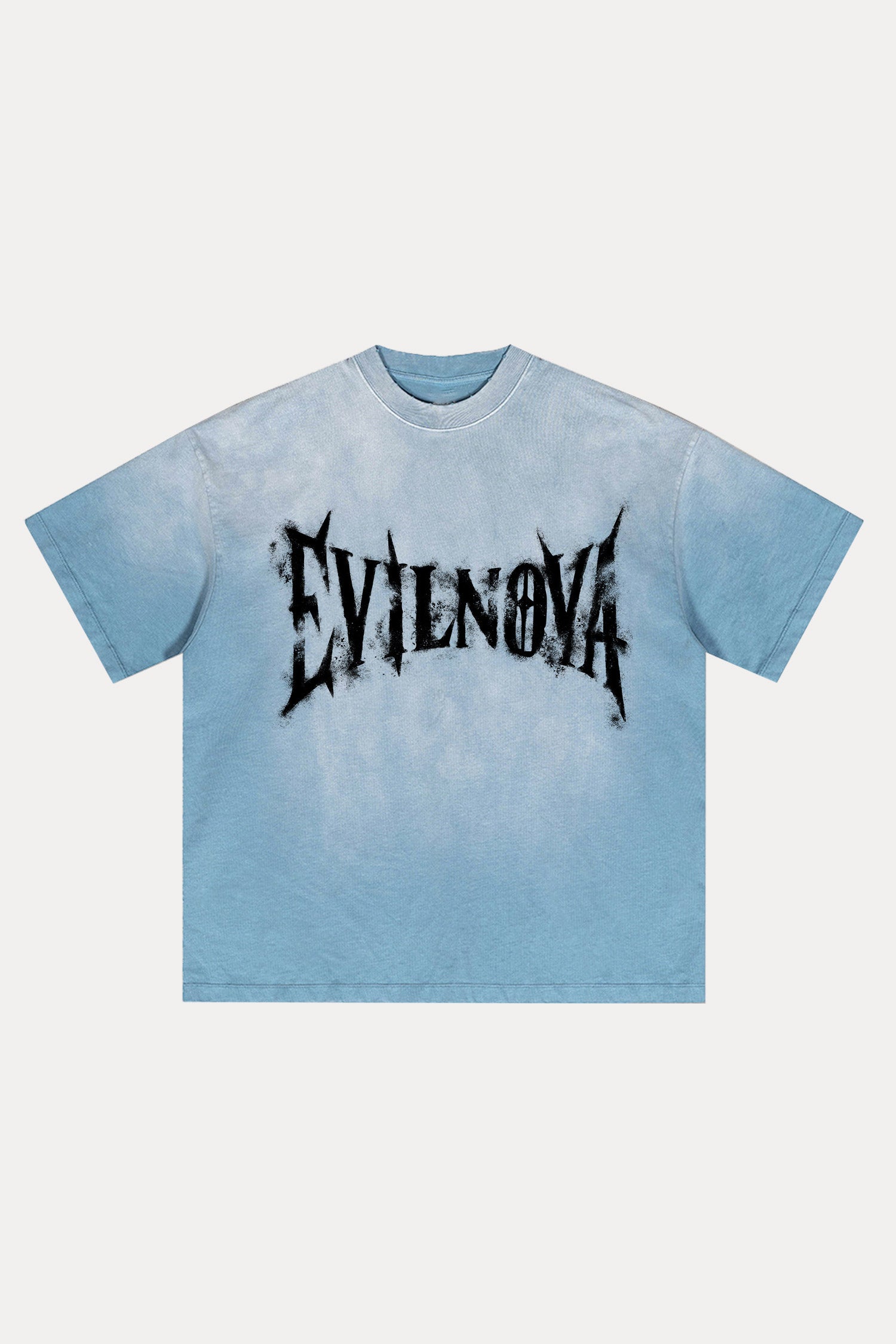 Evilnova Faded Logo Distressed Washed T-Shirt-Evilnova