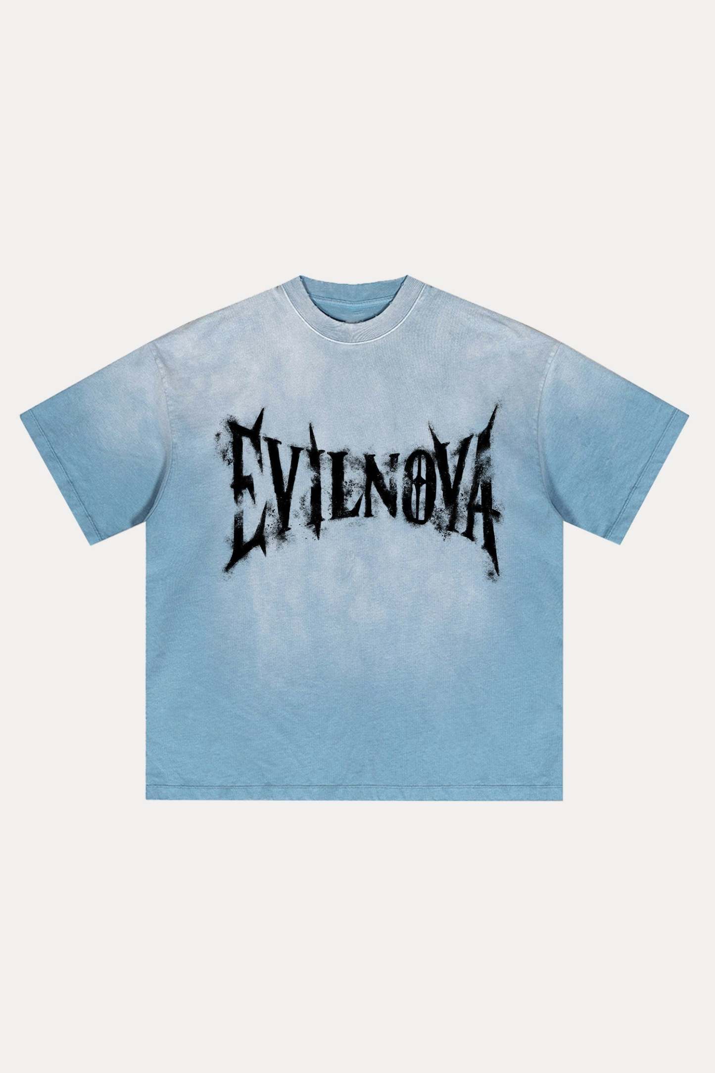 Evilnova Faded Logo Distressed Washed T-Shirt-Evilnova