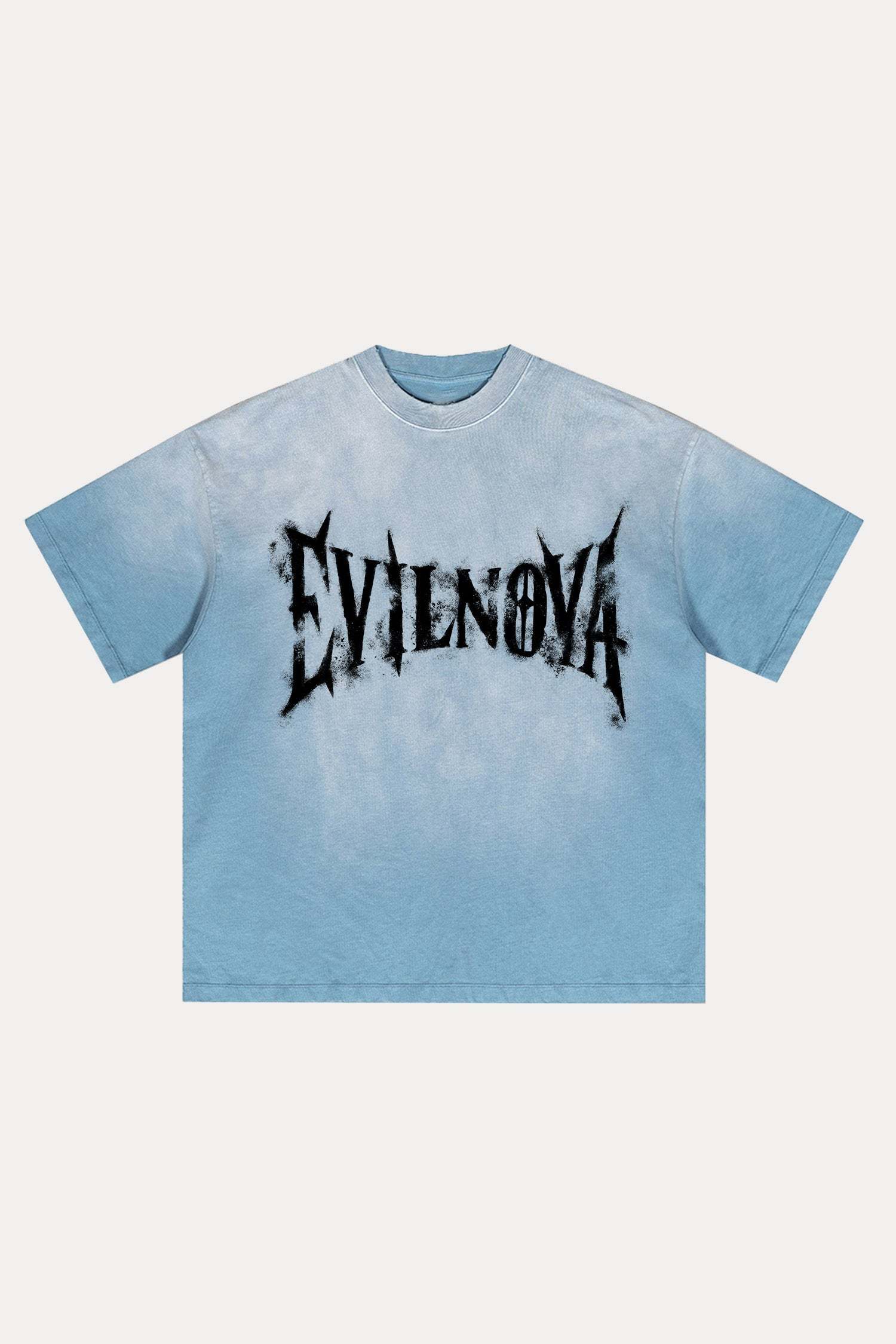 Evilnova Faded Logo Distressed Washed T-Shirt-Evilnova