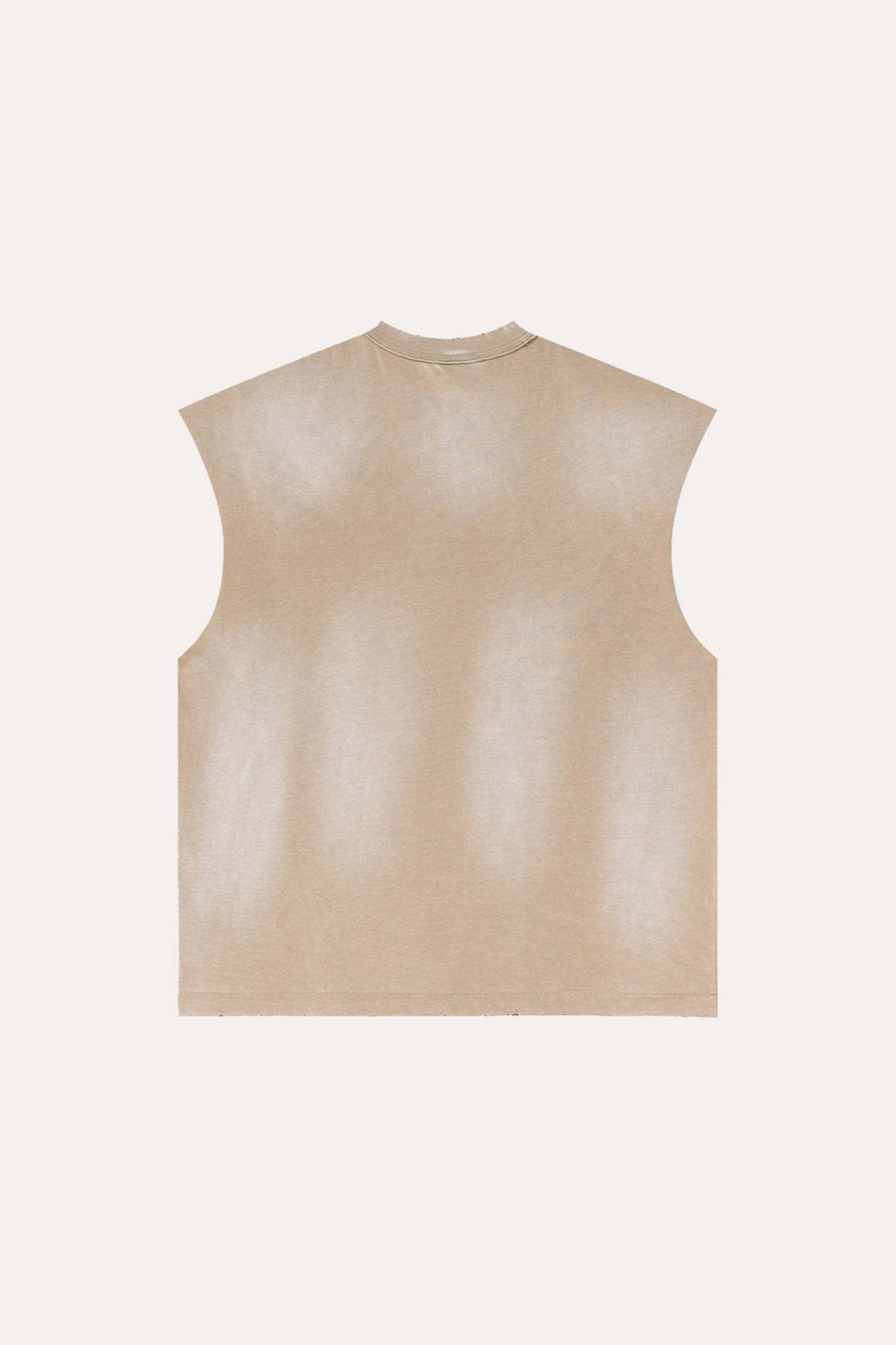 Evilnova Vintage Khaki Washed Distressed Tank Top & Sweatshorts Set-Evilnova