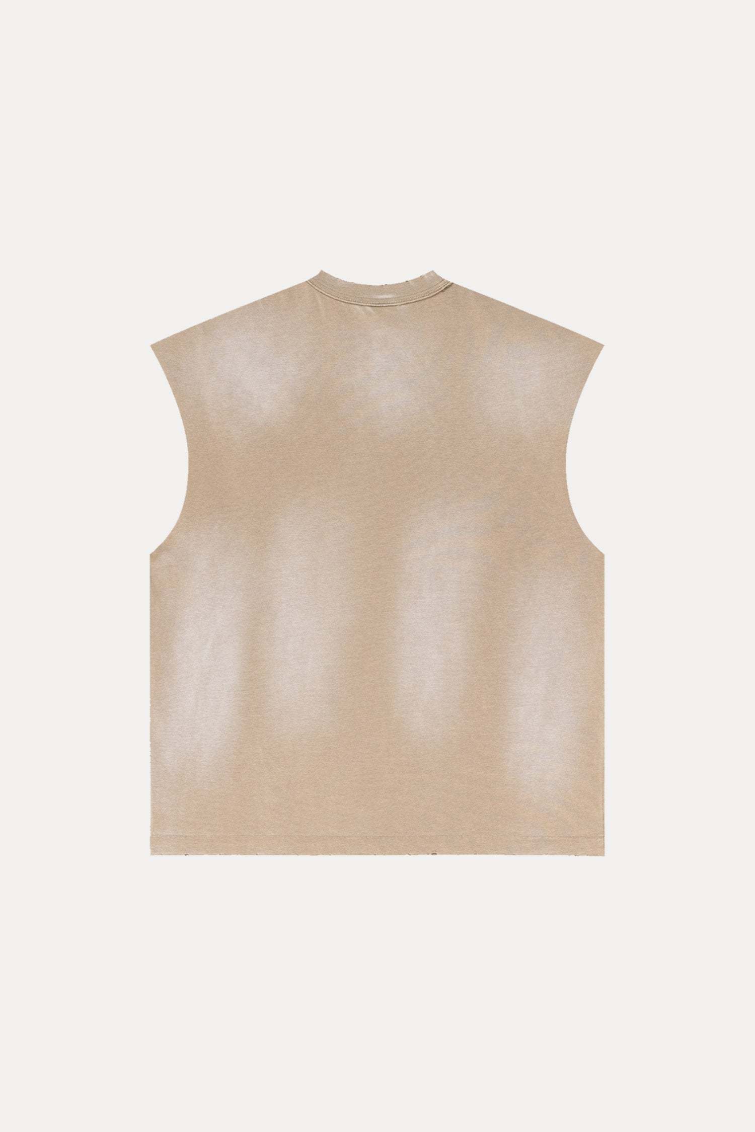 Evilnova Vintage Khaki Washed Distressed Tank Top & Sweatshorts Set-Evilnova