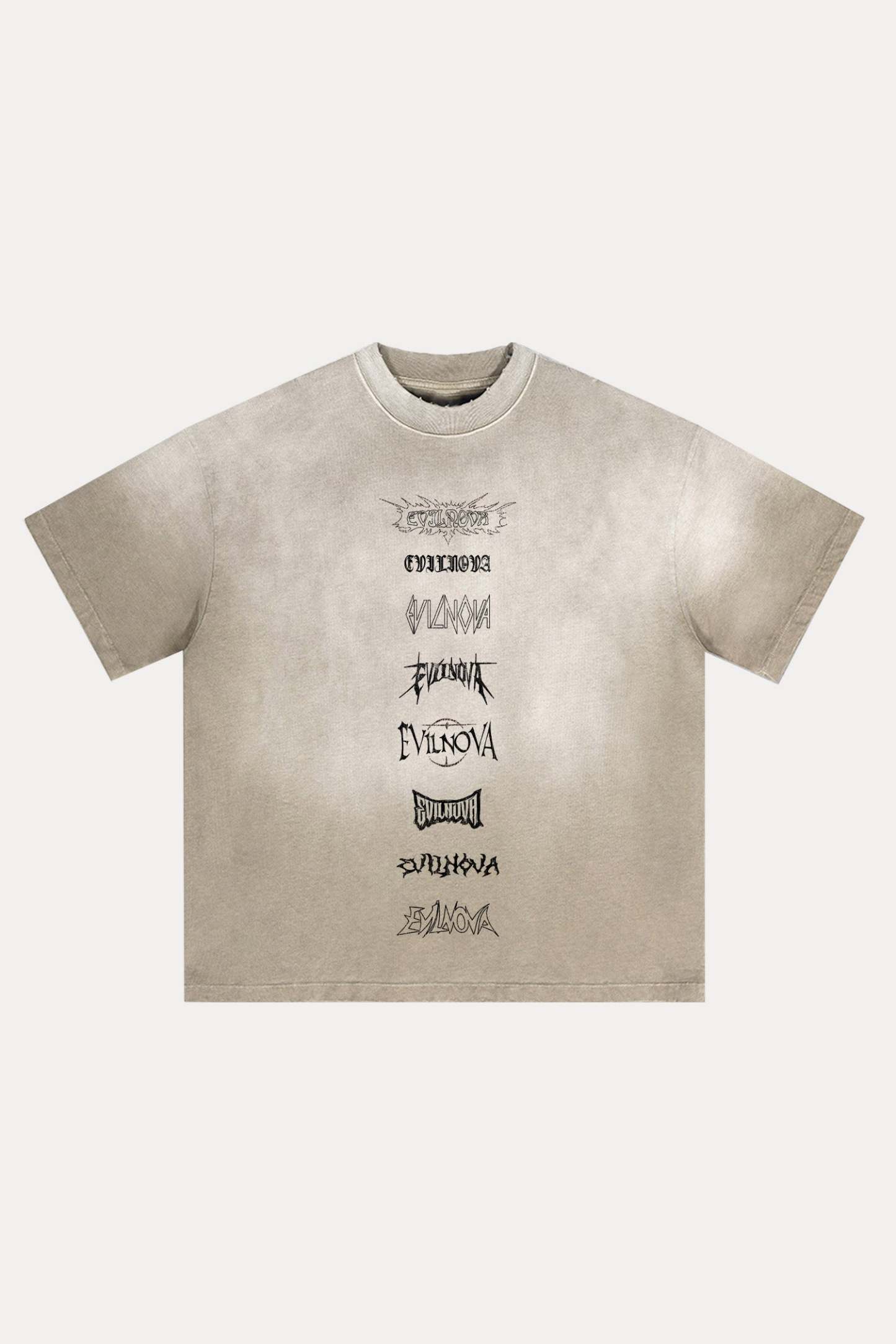 Evilnova Multi  Logo Distressed Washed T-Shirt-Evilnova