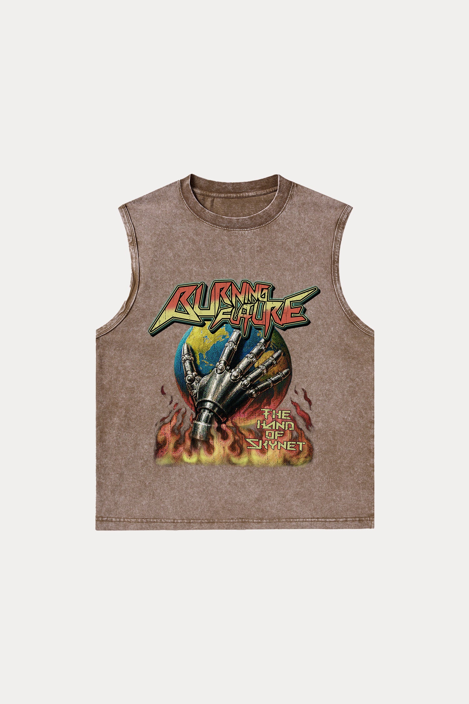 Evilnova Burning Future Washed Tank Top-Evilnova