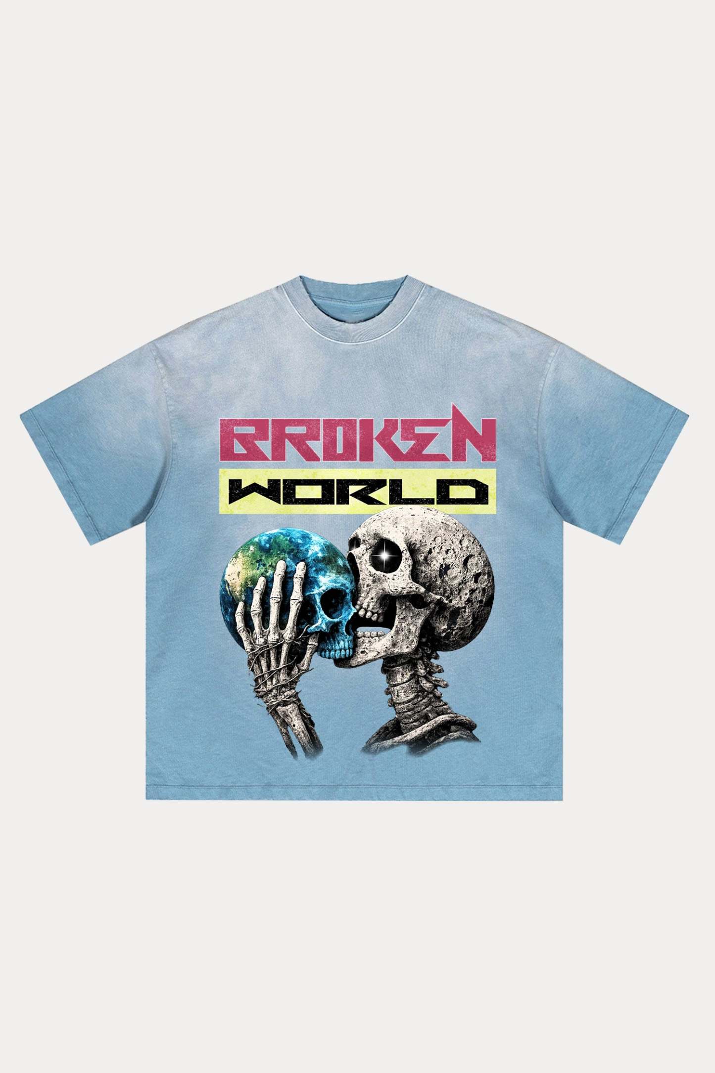 Evilnova Broken World Distressed Washed T-Shirt-Evilnova