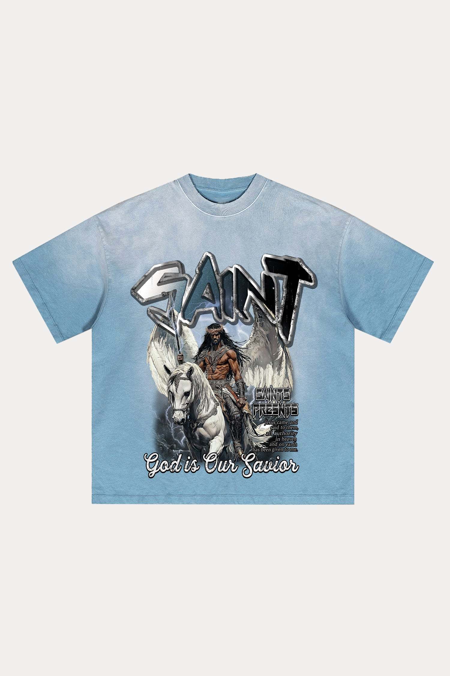 Evilnova Saint Distressed Washed T-Shirt-Evilnova
