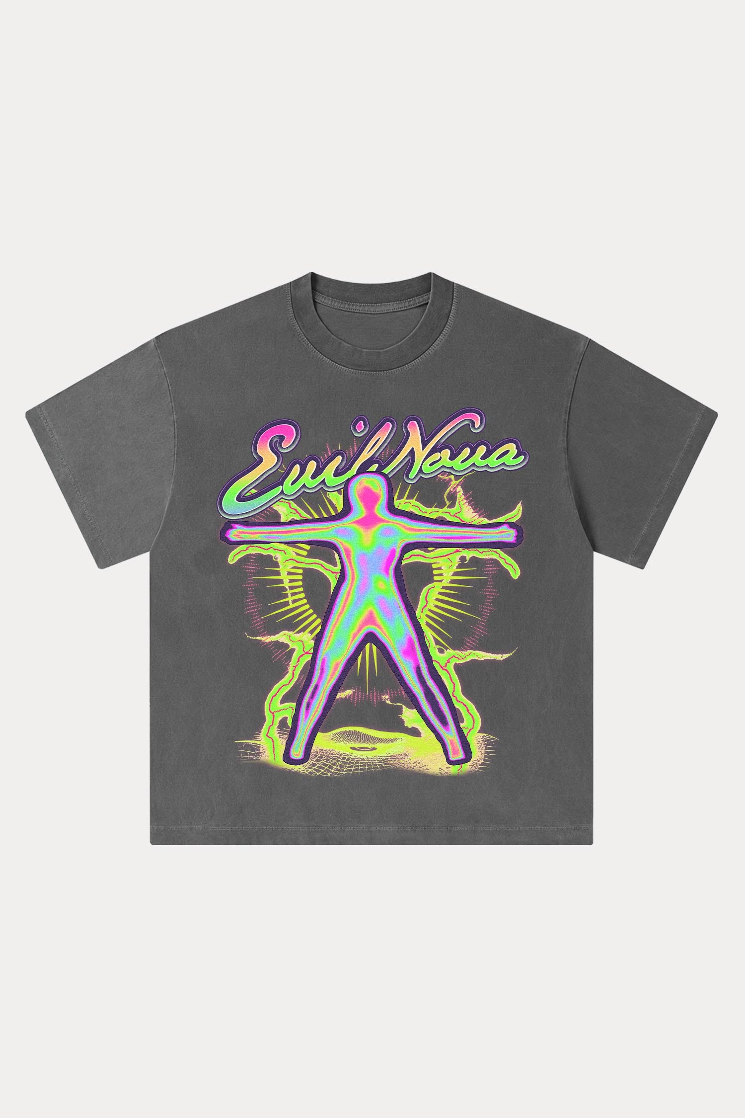 Evilnova Energy Figure Washed Streetwear T-Shirt-Evilnova