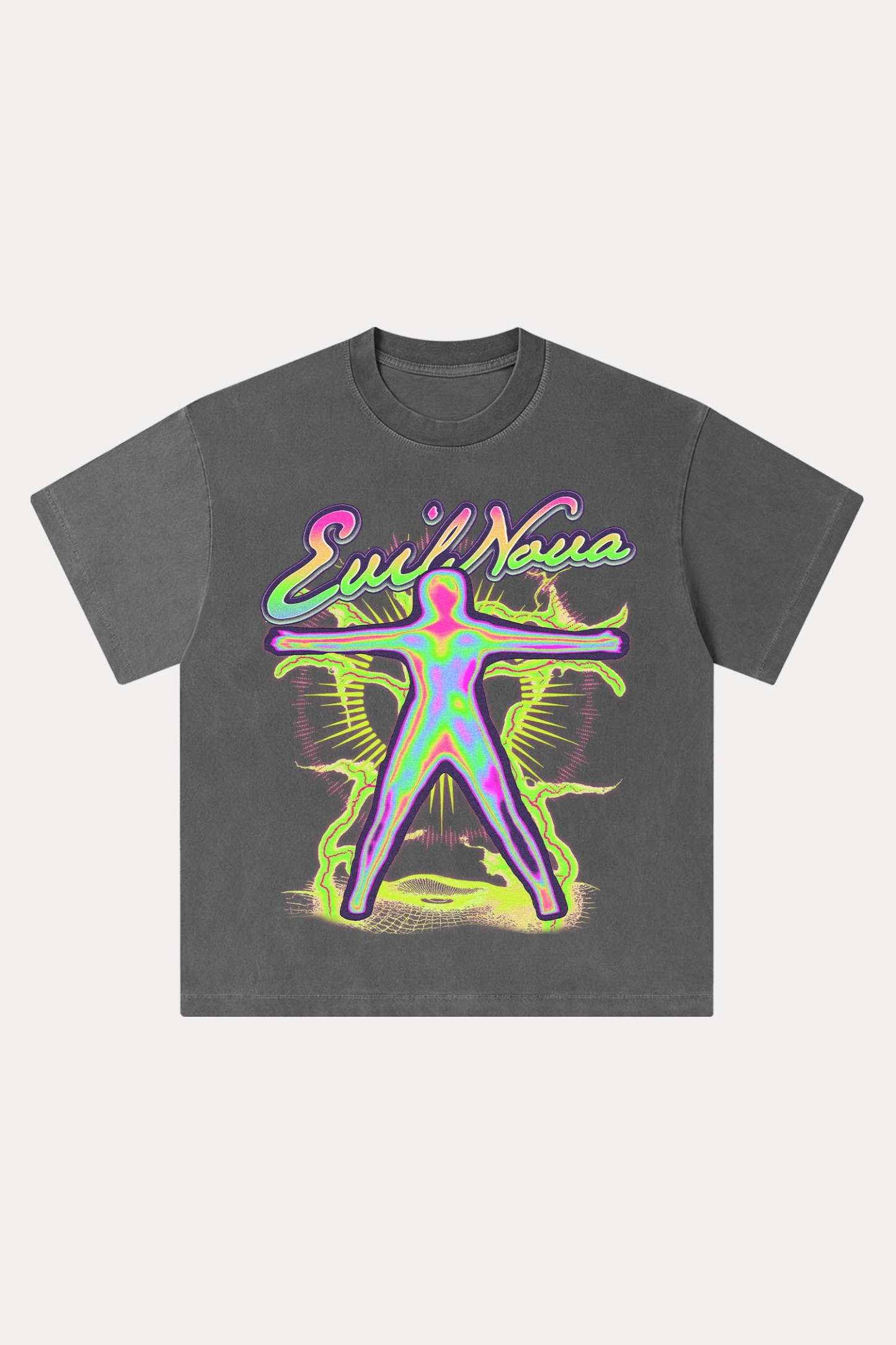 Evilnova Energy Figure Washed Streetwear T-Shirt-Evilnova