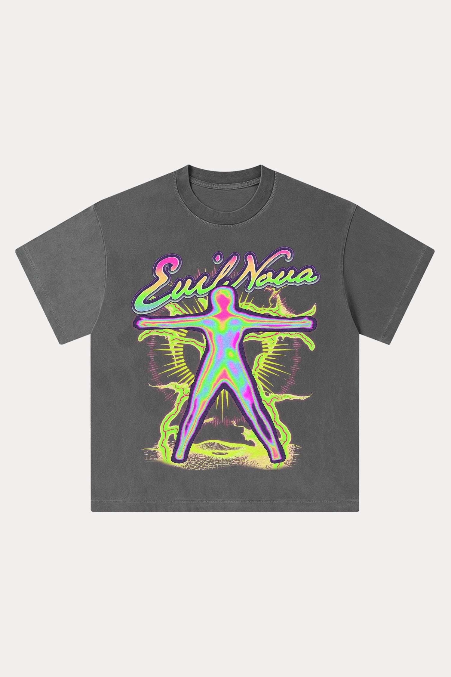 Evilnova Energy Figure Washed Streetwear T-Shirt-Evilnova