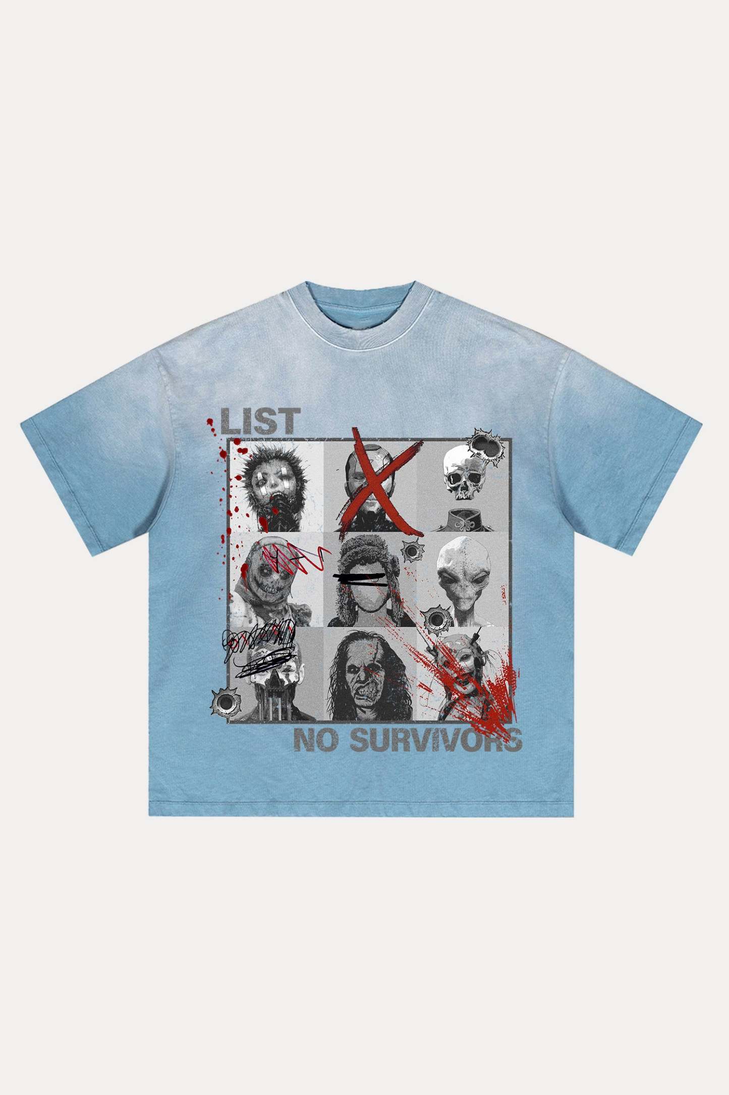 Evilnova Kill List Distressed Washed T-Shirt-Evilnova