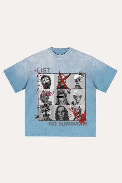 Evilnova Kill List Distressed Washed T-Shirt-Evilnova
