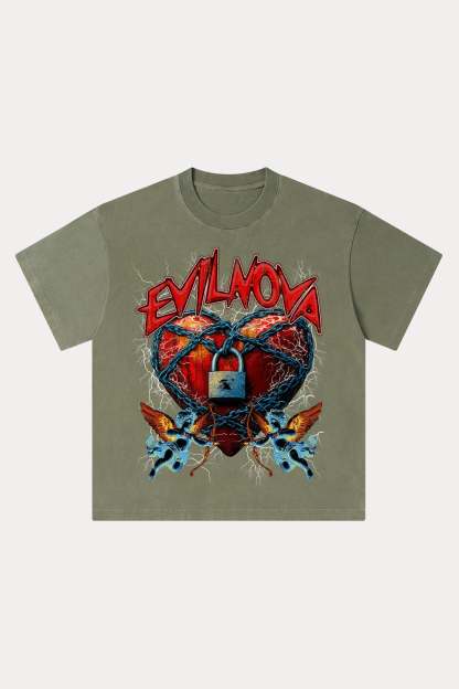 Evilnova Lock Washed Streetwear T-Shirt-Evilnova