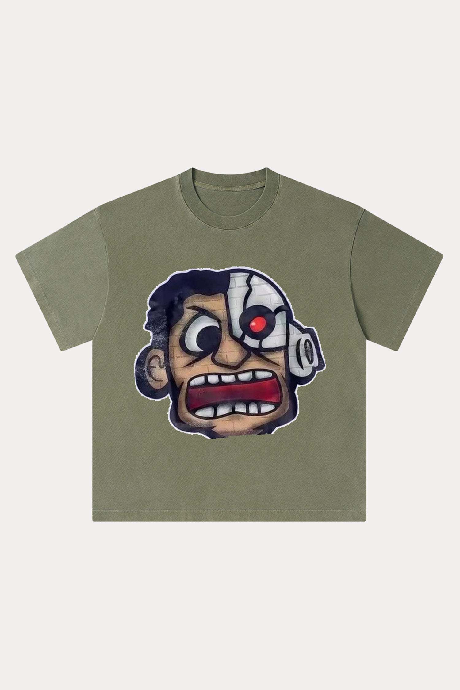 Evilnova Rage Cartoon Characters Washed Streetwear T-Shirt-Evilnova