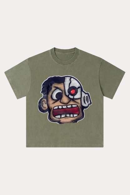 Evilnova Rage Cartoon Characters Washed Streetwear T-Shirt-Evilnova