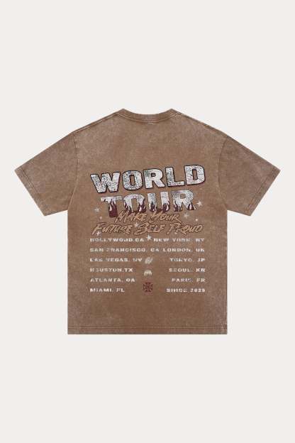 Evilnova World Tour Washed Streetwear T-Shirt-Evilnova