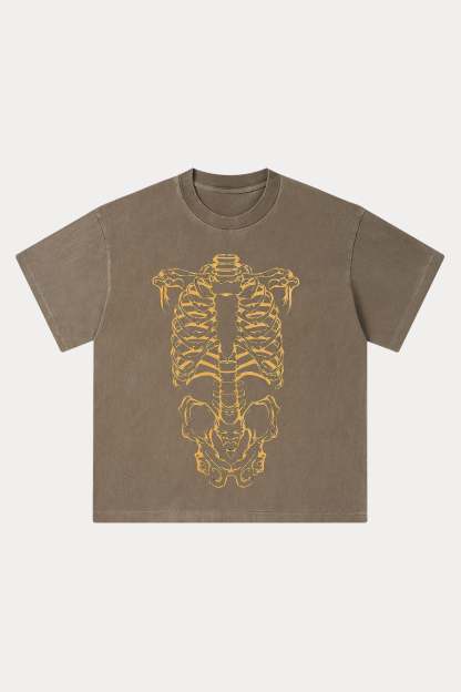 Evilnova Human Skeleton Washed Streetwear T-Shirt-Evilnova