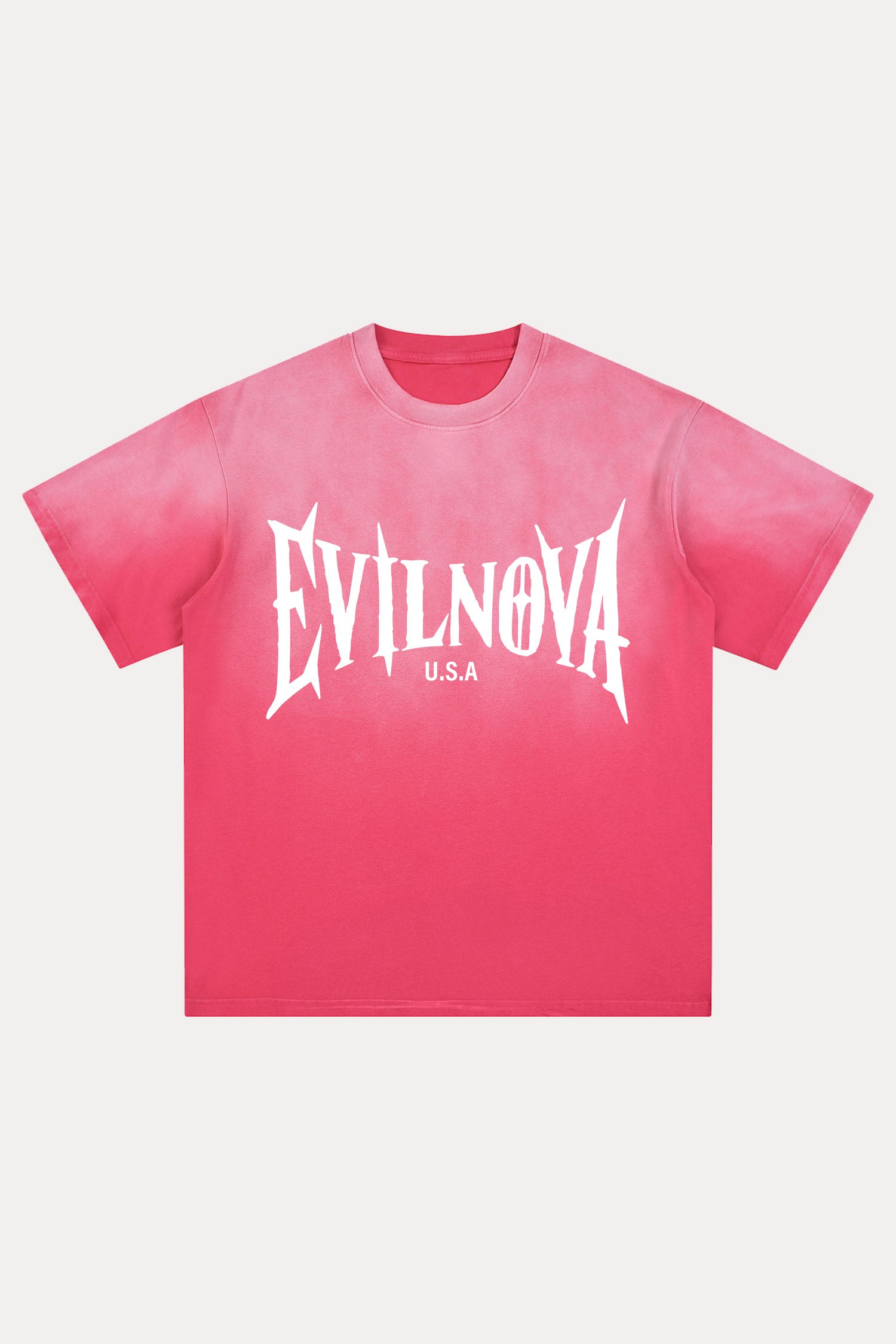 Evilnova Rose Red U.S.A Logo Distressed Washed T-Shirt-Evilnova