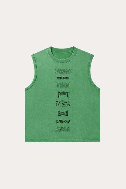 Evilnova Multi  Logo Washed Tank Top-Evilnova