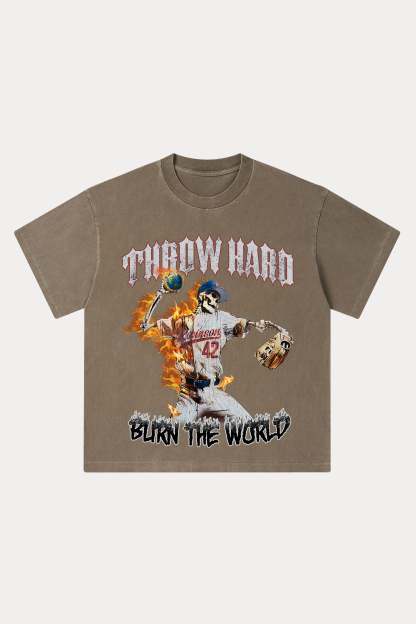 Evilnova Throw Hard Washed Streetwear T-Shirt-Evilnova