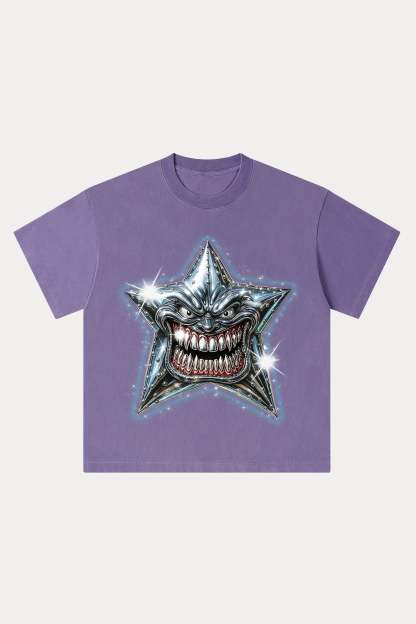 Evilnova Madness Star Washed Streetwear T-Shirt-Evilnova