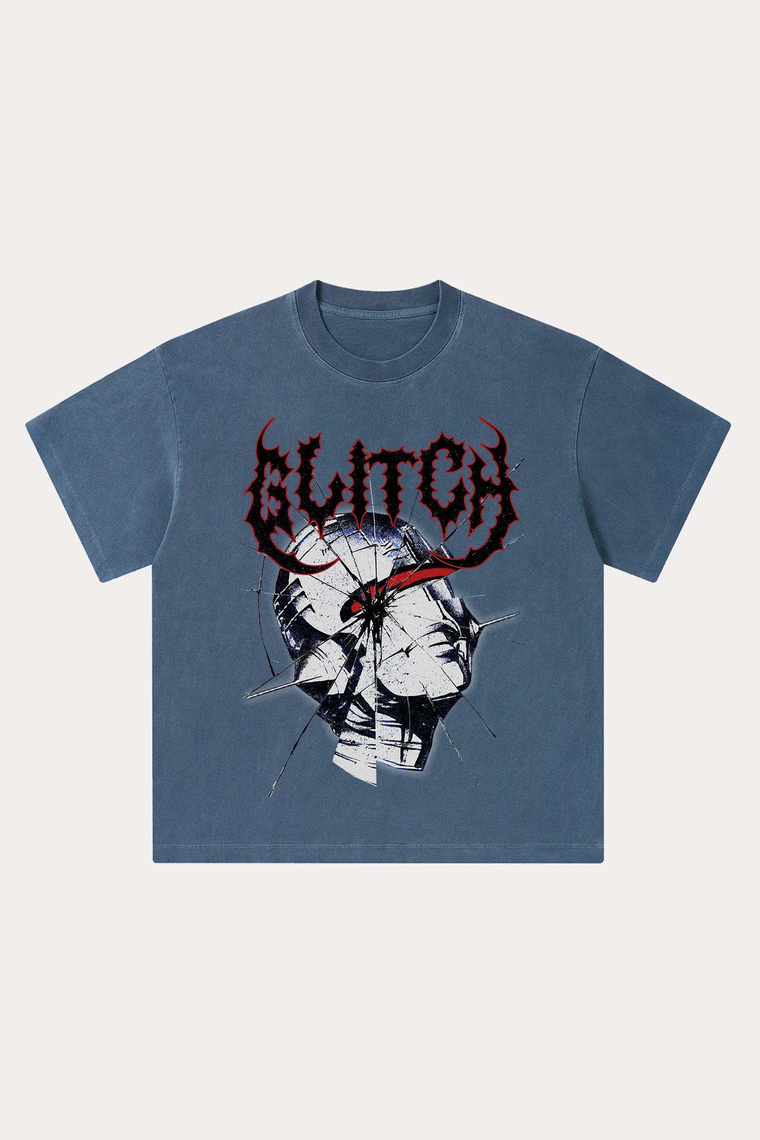 Evilnova Glitch Washed Streetwear T-Shirt-Evilnova