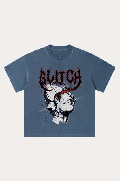 Evilnova Glitch Washed Streetwear T-Shirt-Evilnova