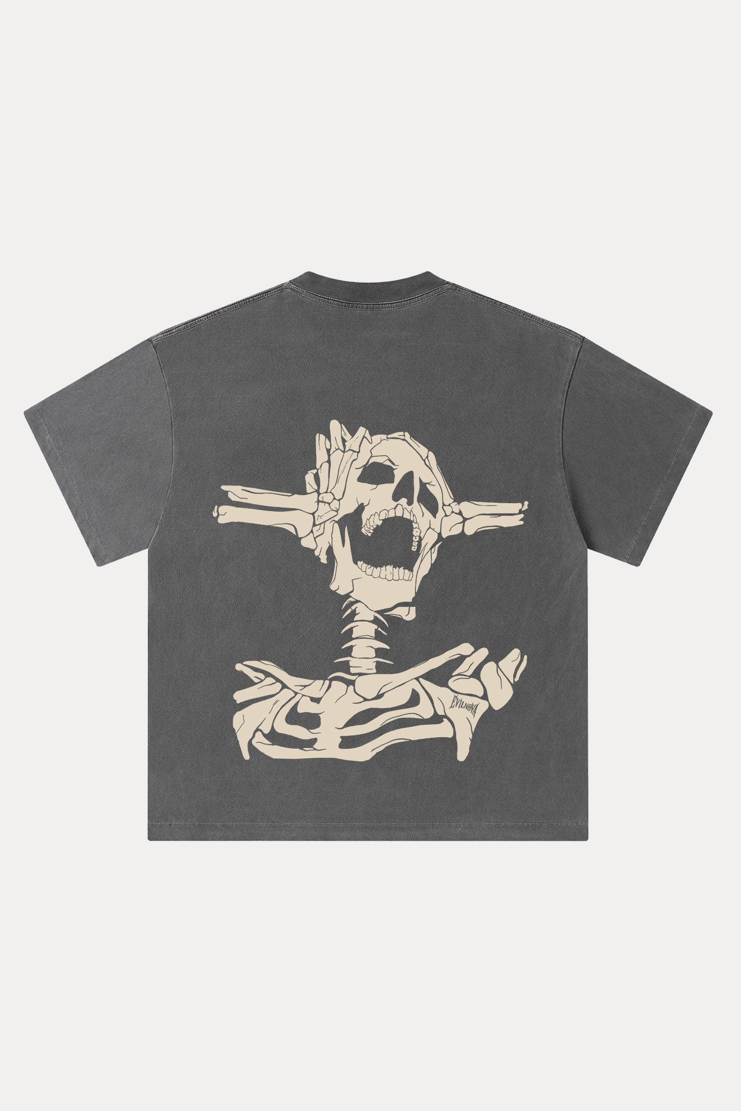 Evilnova Skeleton Washed Streetwear T-Shirt-Evilnova