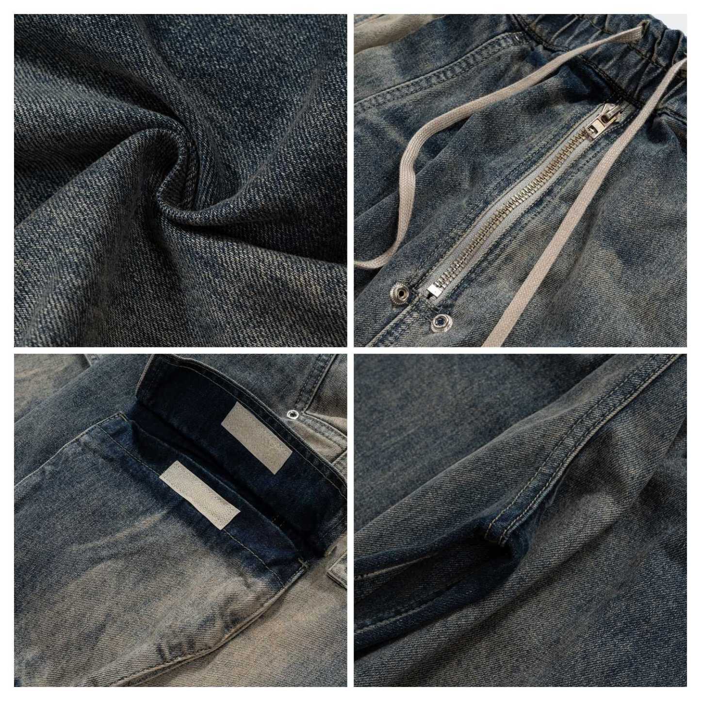 Evilnova RO Style  Multi-Pocket Washed Baggy Jeans-Evilnova