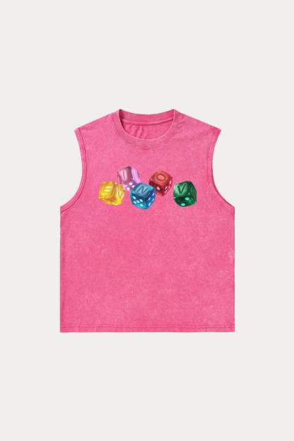 Evilnova Rainbow Dice Washed Tank Top-Evilnova