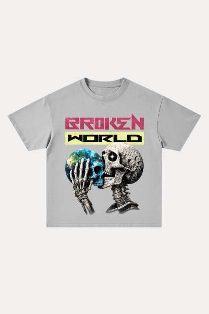 Evilnova Broken World Cotton Oversize T-Shirt-Evilnova