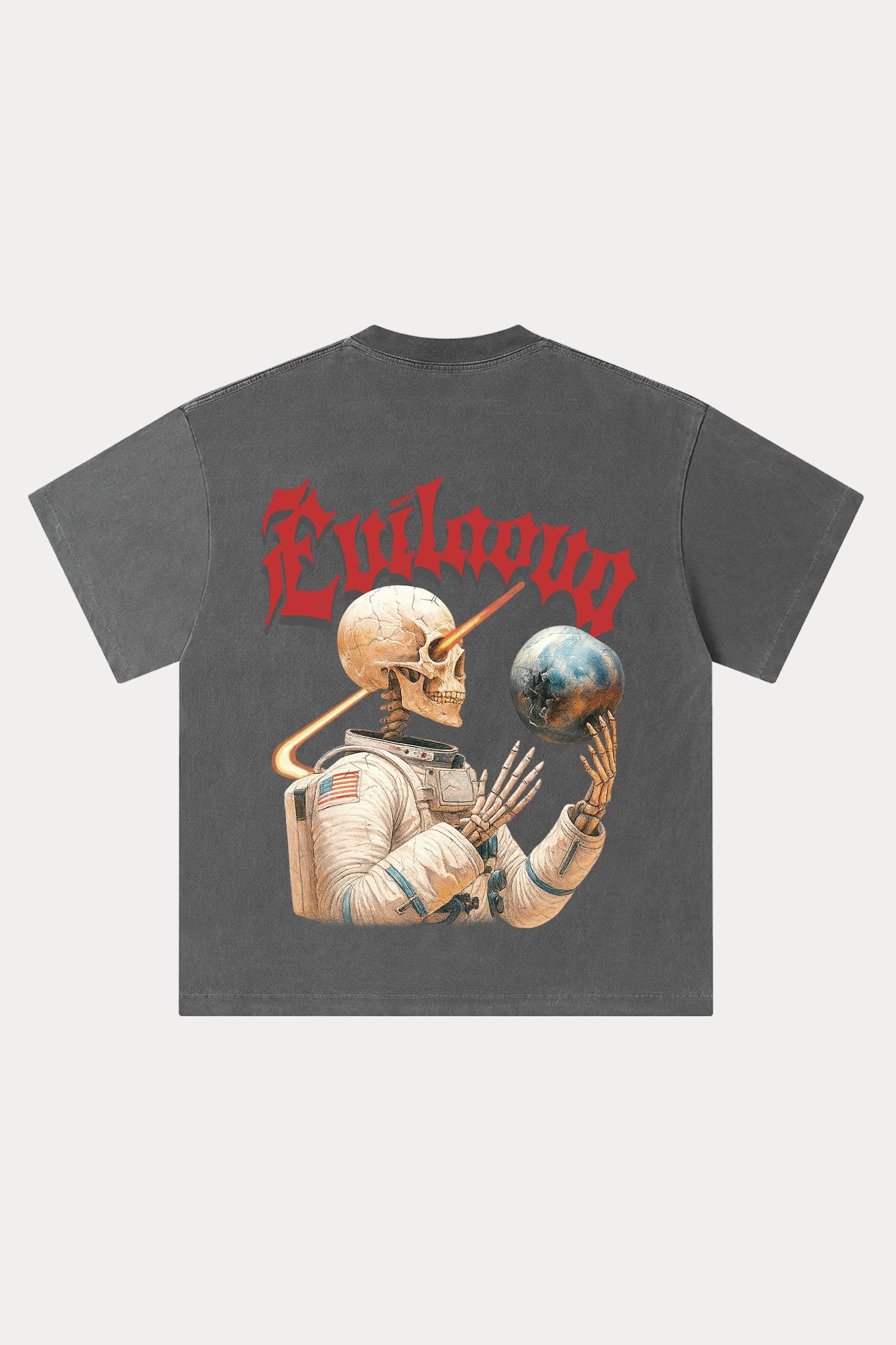 Evilnova Cosmic Explorer Washed Streetwear T-Shirt-Evilnova