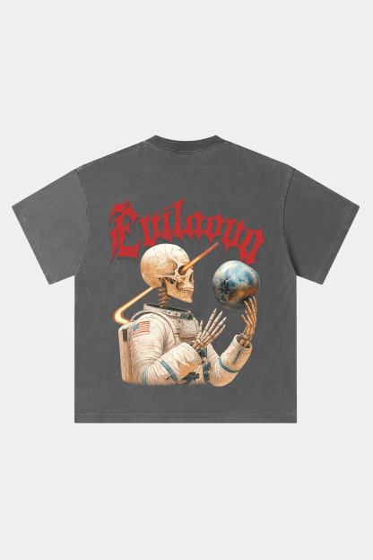 Evilnova Cosmic Explorer Washed Streetwear T-Shirt-Evilnova