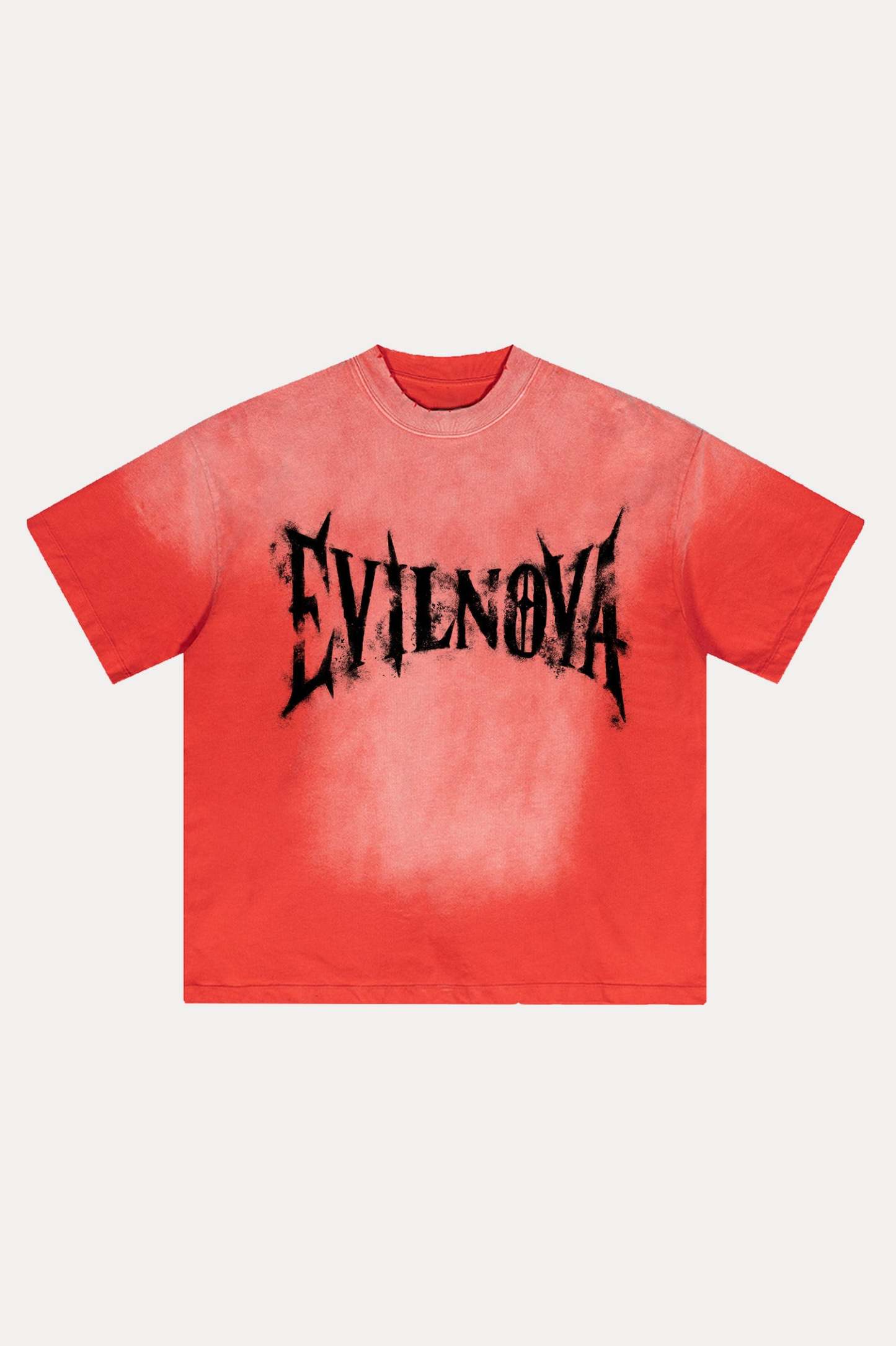 Evilnova Faded Logo Distressed Washed T-Shirt-Evilnova