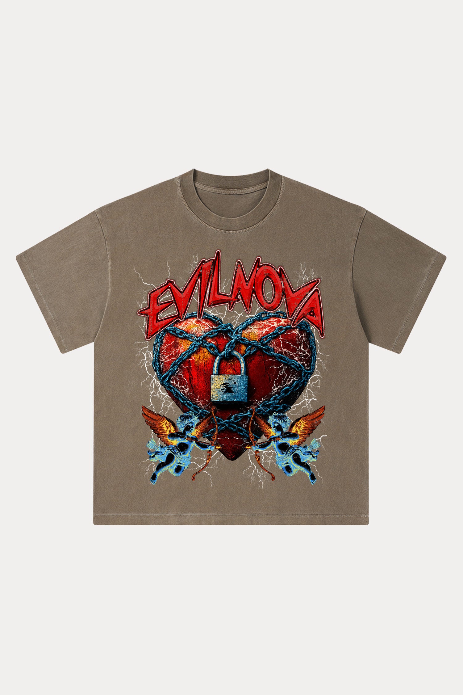 Evilnova Lock Washed Streetwear T-Shirt-Evilnova