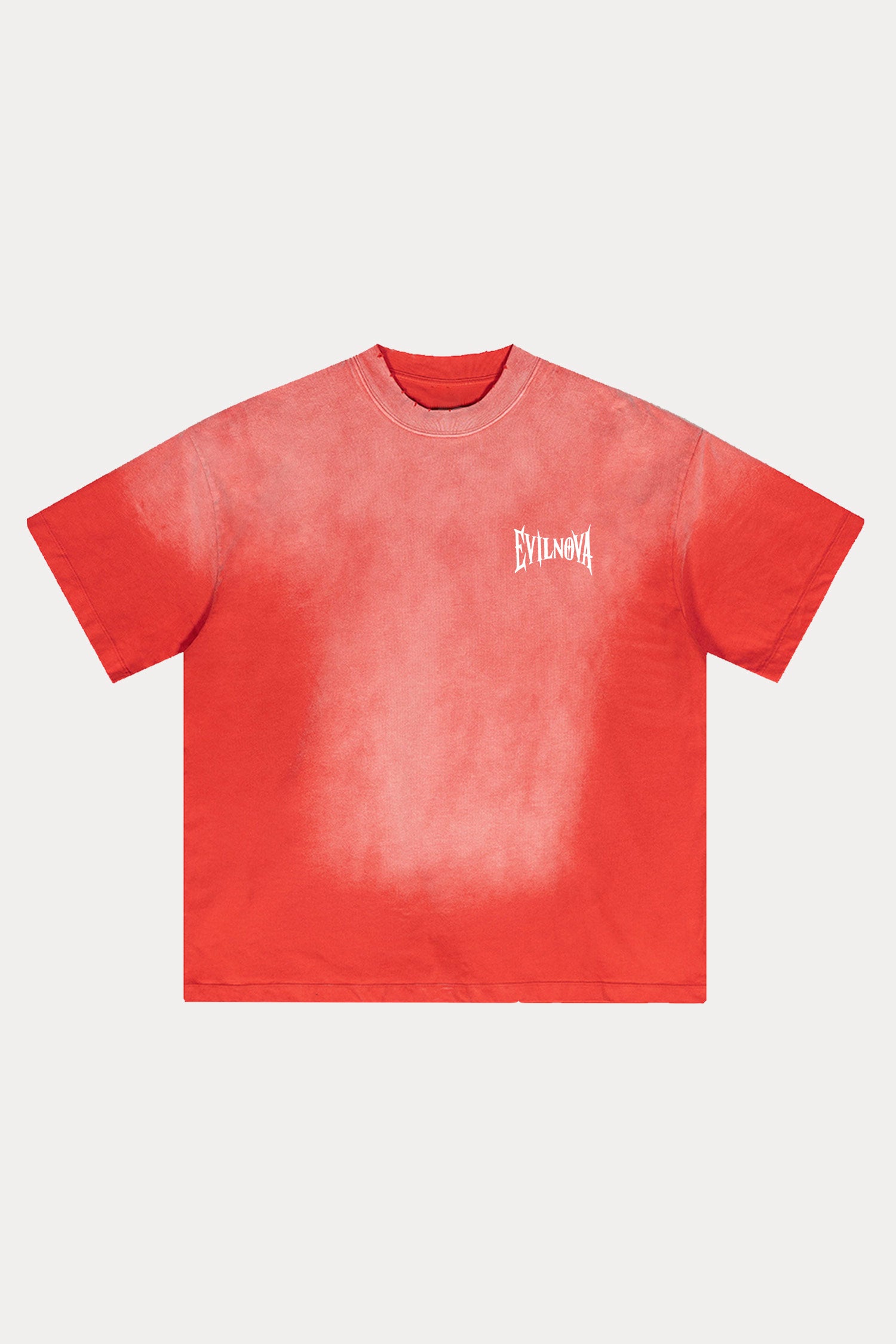 Evilnova Red Basic Logo Distressed Washed T-Shirt-Evilnova