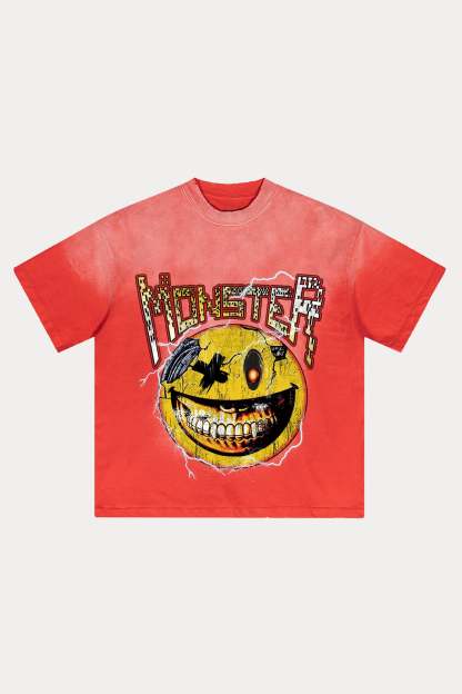 Evilnova Monster Distressed Washed T-Shirt-Evilnova