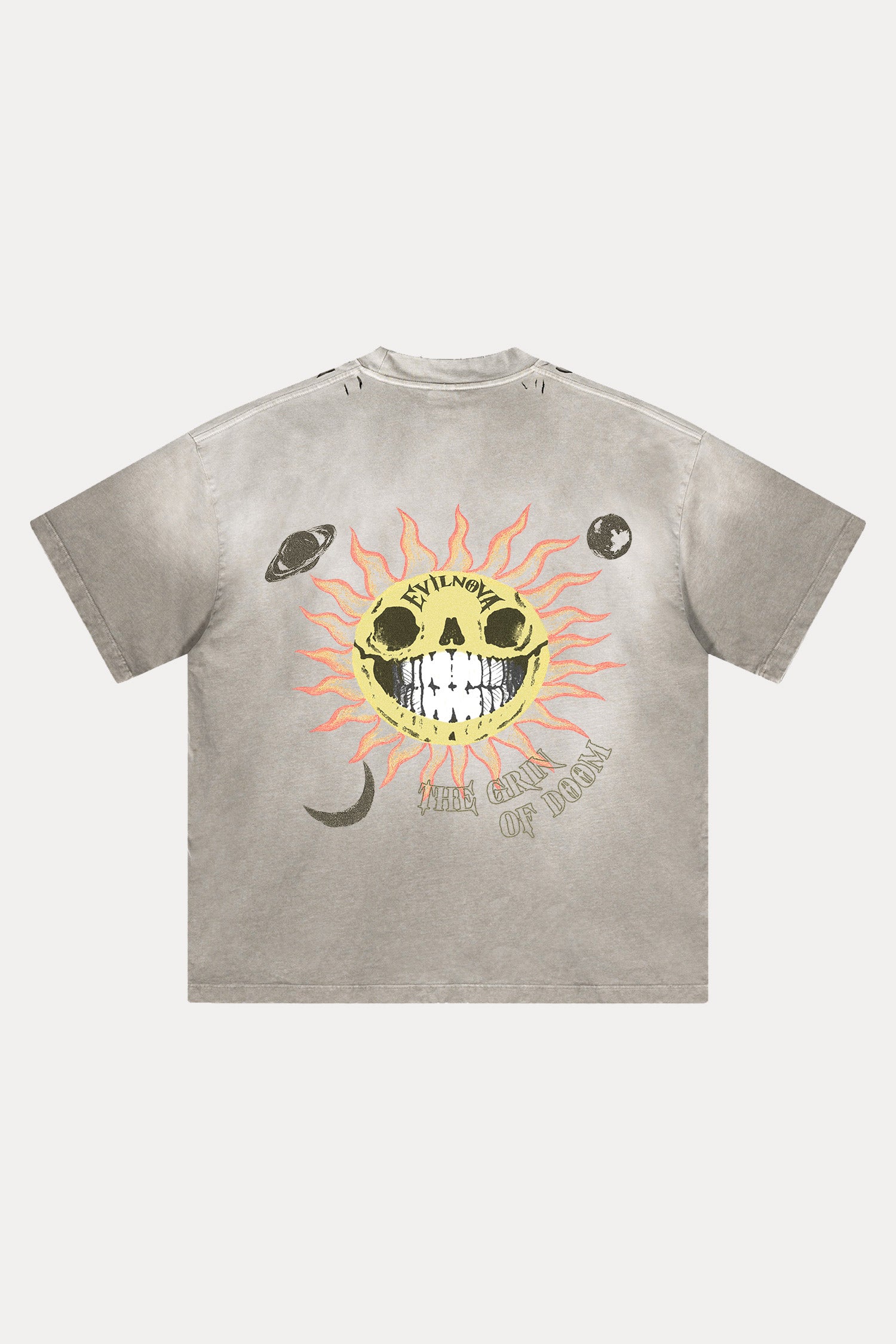 Evilnova The Grin of Doom Distressed Washed T-Shirt-Evilnova