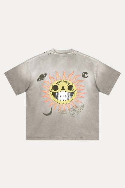Evilnova The Grin of Doom Distressed Washed T-Shirt-Evilnova