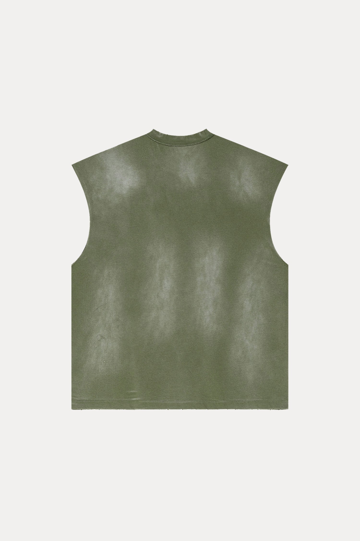 Evilnova Vintage Army Green Washed Distressed Tank Top & Sweatshorts Set-Evilnova