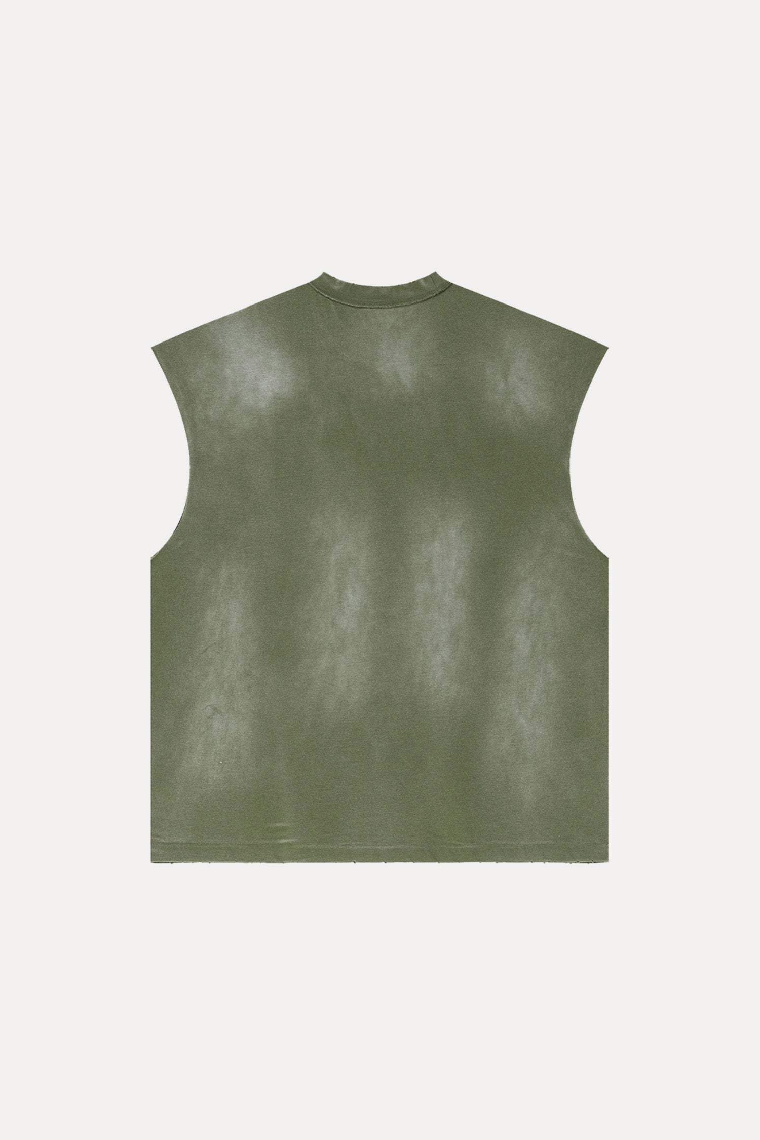 Evilnova Vintage Army Green Washed Distressed Tank Top & Sweatshorts Set-Evilnova