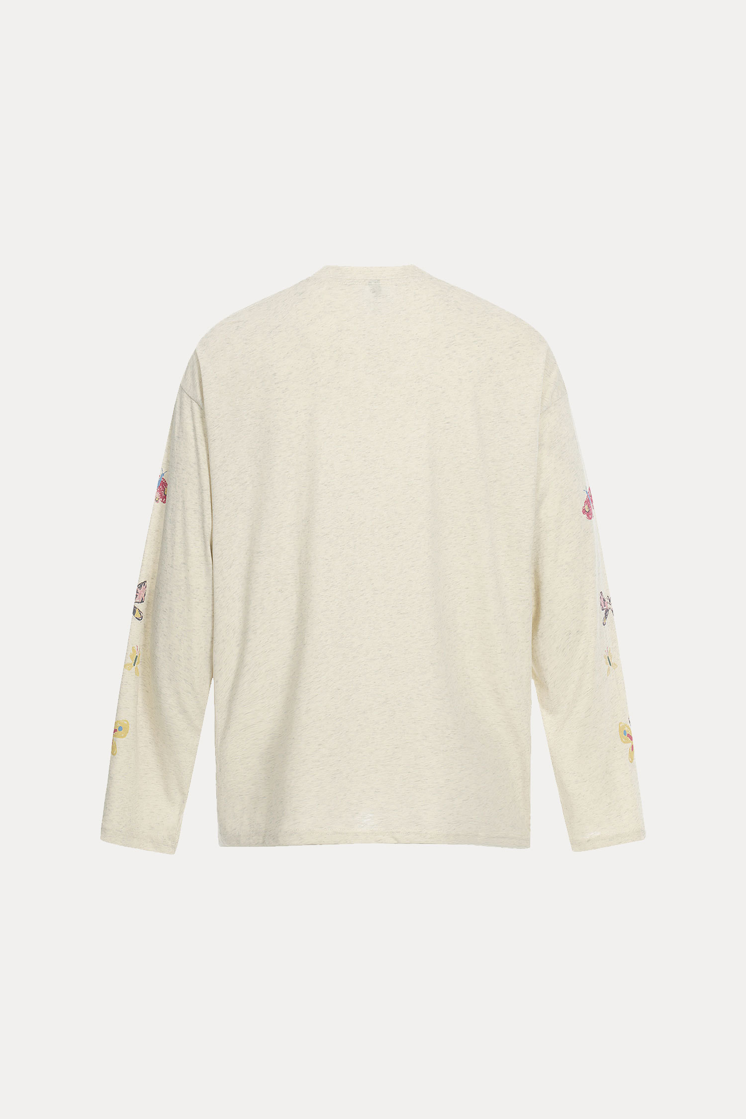 Evilnova Colorful Hand-Painted Butterfly Print Two-Tone Long Sleeve Tee